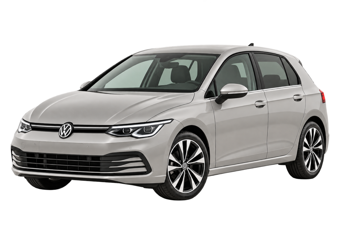 Volkswagen Golf 2024 в сером цвете — иллюстрация модели